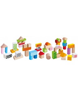 Дървен комплект Eichhorn - Цветни блокчета, с десен