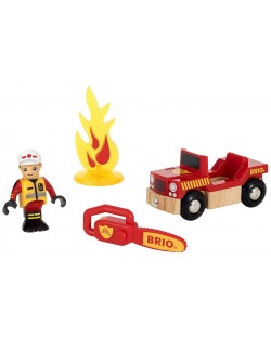 Игрален комплект от дърво Brio World - Пожарникар