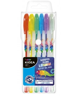 Брокатни гел химикалки Kidea - 6 цвята
