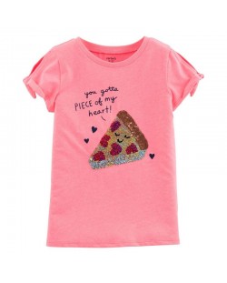 Детска тениска с пайети Carter's - Пица, 4-8 години
