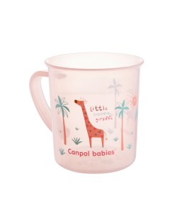 Чаша с дръжка Canpol - Owls, жираф, розова