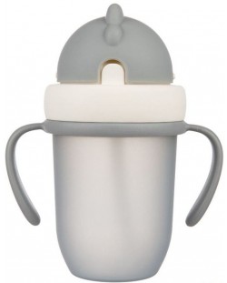 Чаша с Flip-top сламка Canpol babies - Matte Pastels,  210 ml, сива