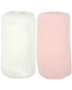 Чаршафи Babycalin - 2 броя, 60 х 120 cm, 100% памук, бял/розов