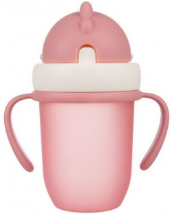 Чаша с Flip-top сламка Canpol babies - Matte Pastels,  210 ml, розова