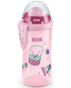 Чаша със сламка Nuk - Flexi Cup, розова, 12м+, 300 ml