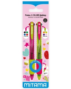 Четирицветна химикалка Mitama - For Fun Fantasy, за момиче, 2 броя