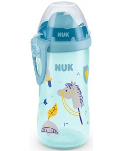 Чаша със сламка Nuk - Flexi Cup, 12м+, 300 ml, синя 