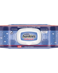Clean & Protect Антибактериални мокри кърпи, 72 броя, Wet Hankies