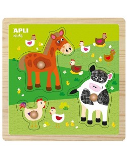 Дървен пъзел с дръжки APLI Kids - Животни във фермата
