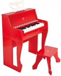 Дървено електронно пиано със столче Hape, червено
