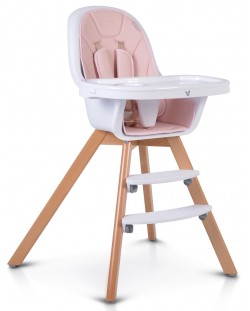 Дървено столче за хранене 2 в 1 Cangaroo - Hygge, розово