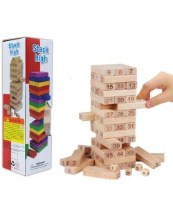 Дървенa дженга с цифри, 54 блокчета