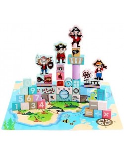 Дървени блокчета Raya Toys - Пирати, 99 части