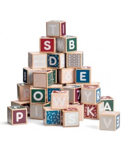 Дървени кубчета Micki Pippi - Букви и цифри