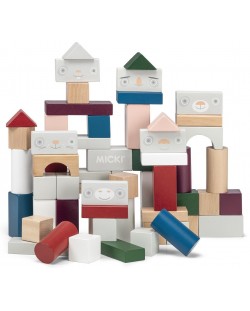Дървен комплект Micki Pippi - Кубчета, 60 части