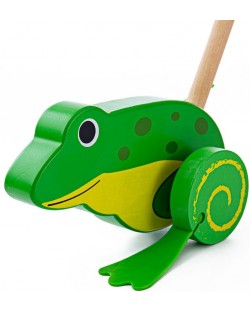 Дървена играчка за бутане Bigjigs - Жаба