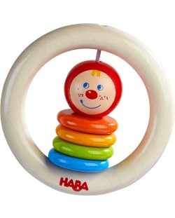 Дървена бебешка играчка Haba - Клоун, пъстра