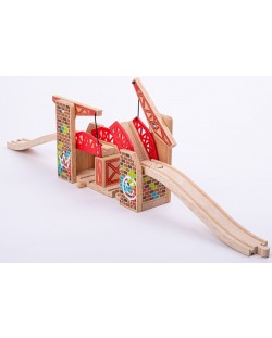Дървена играчка Bigjigs - Двоен вдигащ се мост 