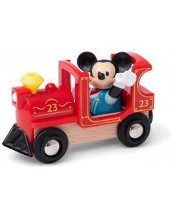 Дървена играчка Brio - Локомотив и фигурка Mickey Mouse