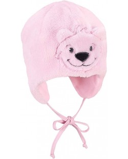 Детска зимна шапка-ушанка Sterntaler - Мече, 45 cm, 6-9 месеца, розова