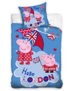 Детски спален комплект Sonne Home - Peppa Pig London, 2 части