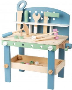 Детска дървена работилница Small Foot - С инструменти, 22 части