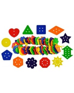 Детска низанка Bigjigs -  Копчета с различни форми, в кутия