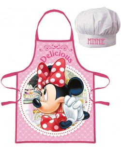 Детски комплект за готвене Kids Licensing - Престилка и шапка, Minnie
