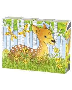 Детски дървени кубчета Goki - Горски животни