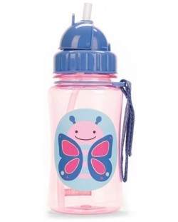 Детска бутилка със сламка Skip Hop Zoo - Пеперудка, 350 ml