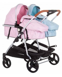 Детска количка за близнаци Chipolino - Дуо Смарт, Роза/Скай