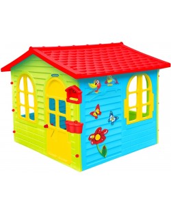 Детска къщичка Mochtoys - С дъска за рисуване, синьо зелена