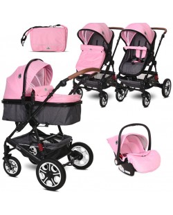 Детска комбинирана количка Lorelli - Lora Set, Candy Pink