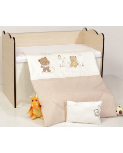 Детски спален комплект Dizain Baby - 3 части, мечета, 70 x 140 cm