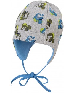 Детска шапка Sterntaler - С дракони, 47 cm, 9-12 месеца, светлосива