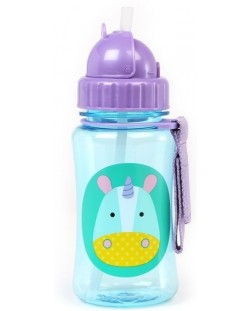 Детска бутилка със сламка Skip Hop Zoo - Еднорог, 350 ml