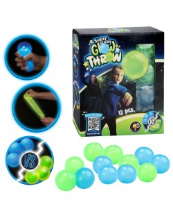 Детска игра Ttoys - Лепкави топки Glow Throw, 12 броя