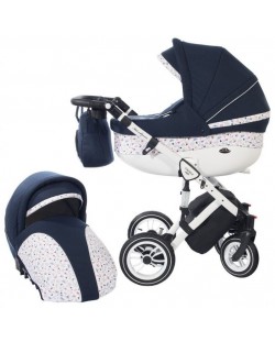 Детска количка 2 в 1 Baby Merc - Style, тъмносиньо и бяло