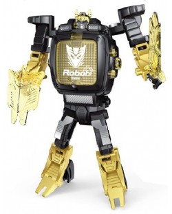 Детска играчка Raya Toys - Трансформиращ се робот- часовник, жълт