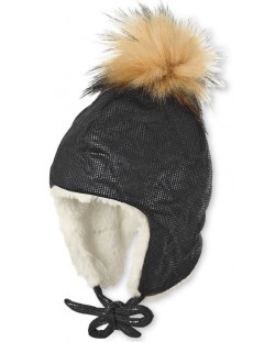 Детска зимна шапка-ушанка с пискюл Sterntaler - За момичета, 49 cm, 12-18 месеца