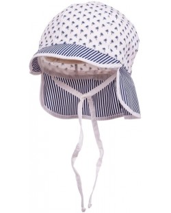 Детска лятна шапка Maximo - Бяла със сини палми, 43 cm