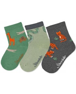 Детски чорапи Sterntaler - С животни, 19/22 размер, 12-24 месеца, 3 чифта