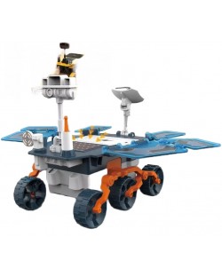 Детска играчка Raya Toys - Соларен робот, Марсоход за сглобяване, син, 46 части