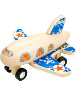 Детски дървен самолет Pino - Със задвижващ механизъм, син