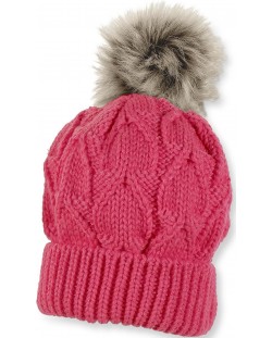 Детска плетена шапка с пискюл Sterntaler - 55 cm, 4-7 години, розова