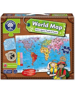 Детски пъзел Orchard Toys - Карта на света, 150 части