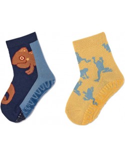 Детски чорапи със силиконова подметка Sterntaler - С хамелеон, 19/20 размер, 12-18 месеца, 2 чифта