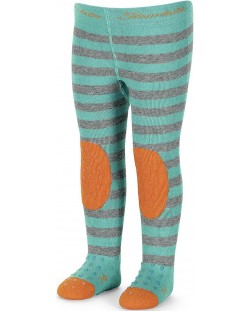 Детски чорапогащник за пълзене Sterntaler - 68 cm, 4-5 месеца, тюркоаз-сив