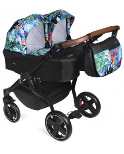 Детска количка за близнаци Dorjan - Quick Twin 2в1, тропически мотиви