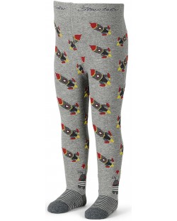 Детски памучен чорапогащник Sterntaler - Ракети, 80 cm, 8-9 месеца, сив